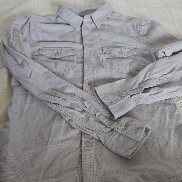 TNA Women's Classis Fit Button-Down Long Sleeves Cotton Shirt Small Gray - Picture 16 of 16